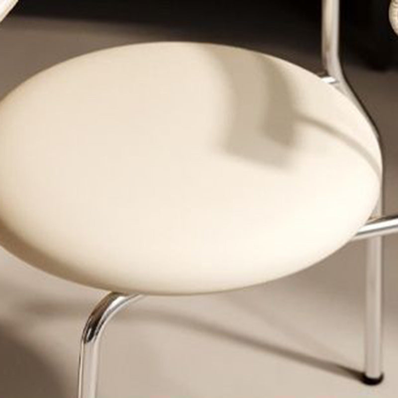 Modern Minimalist Curved Round Artificial Leather Metal Dining Chair Backrest For Dining Room