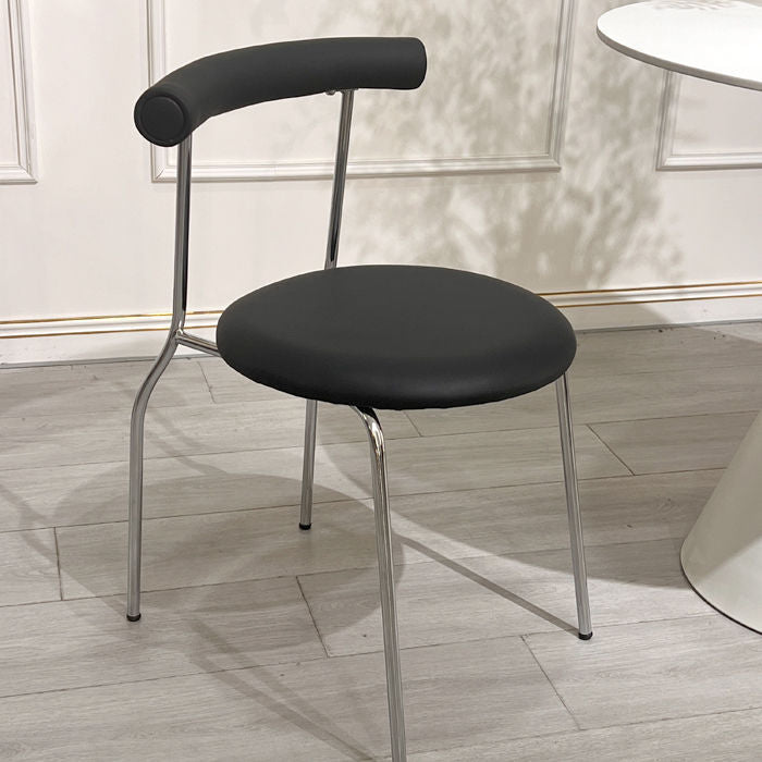 Modern Minimalist Curved Round Artificial Leather Metal Dining Chair Backrest For Dining Room