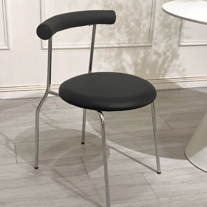Modern Minimalist Curved Round Artificial Leather Metal Dining Chair Backrest For Dining Room