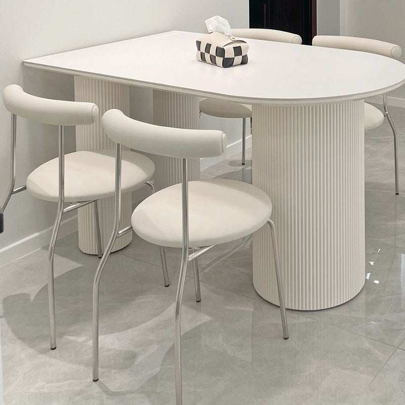 Modern Minimalist Curved Round Artificial Leather Metal Dining Chair Backrest For Dining Room