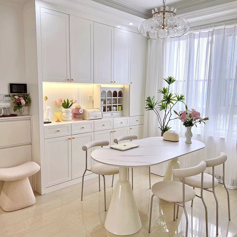 Modern Minimalist Curved Round Artificial Leather Metal Dining Chair Backrest For Dining Room