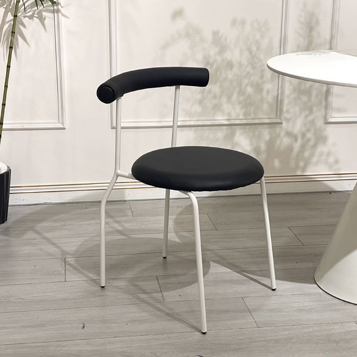 Modern Minimalist Curved Round Artificial Leather Metal Dining Chair Backrest For Dining Room