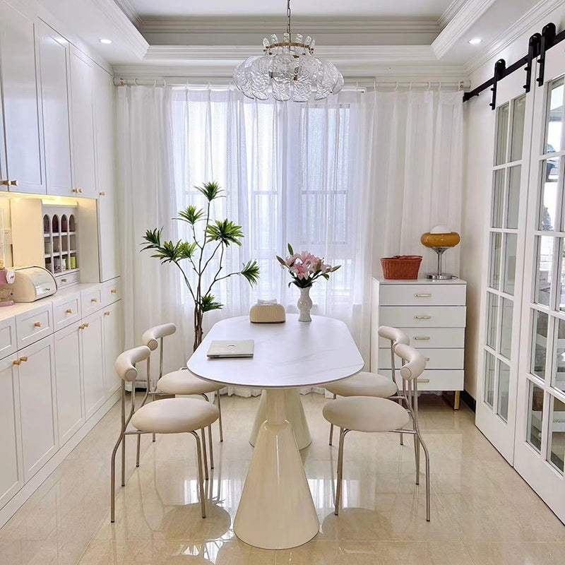 Modern Minimalist Curved Round Artificial Leather Metal Dining Chair Backrest For Dining Room