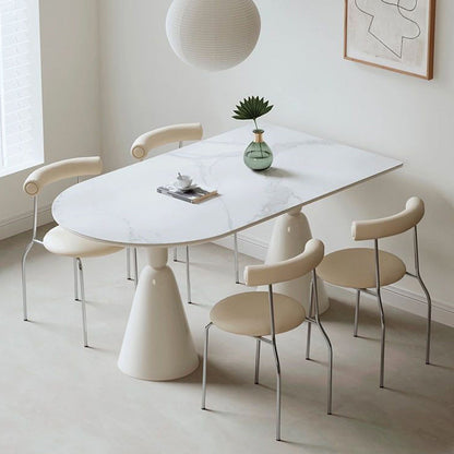 Modern Minimalist Curved Round Artificial Leather Metal Dining Chair Backrest For Dining Room