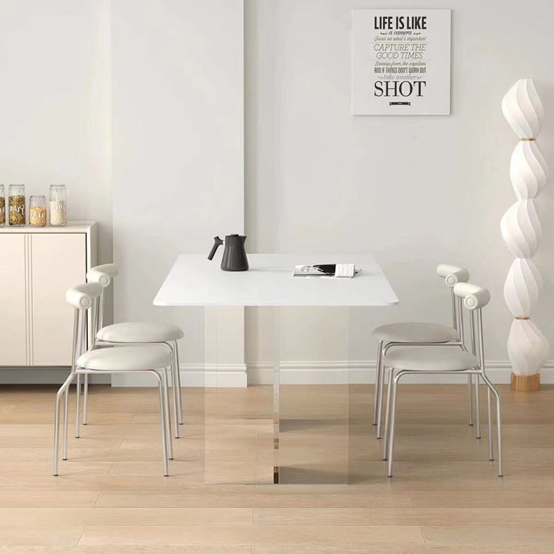 Modern Minimalist Curved Round Artificial Leather Metal Dining Chair Backrest For Dining Room