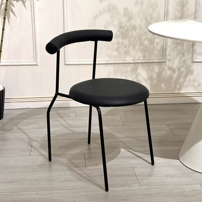 Modern Minimalist Curved Round Artificial Leather Metal Dining Chair Backrest For Dining Room