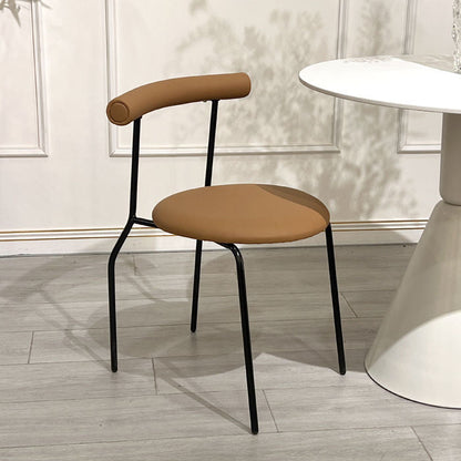 Modern Minimalist Curved Round Artificial Leather Metal Dining Chair Backrest For Dining Room