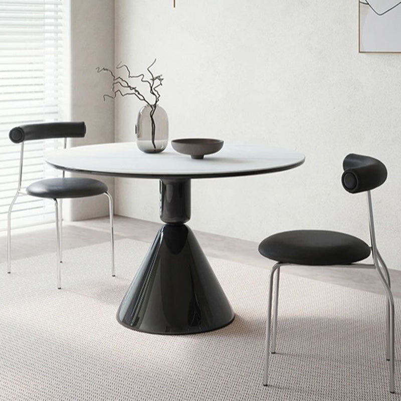 Modern Minimalist Curved Round Artificial Leather Metal Dining Chair Backrest For Dining Room