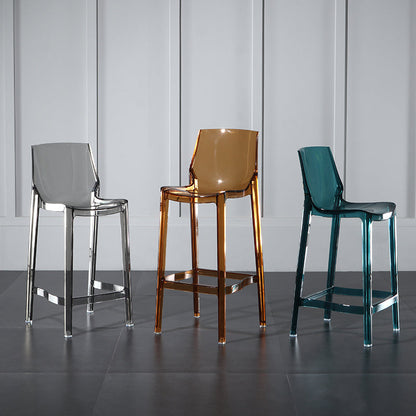 Contemporary Scandinavian Square Curved Acrylic Backrest Bar Stool For Dining Room