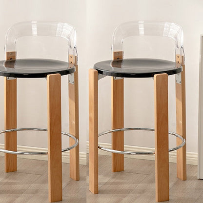 Traditional Chinese Round Square Bent Plastic Solid Wood Dining Chair Backrest Armless For Dining Room