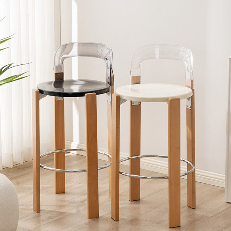 Traditional Chinese Round Square Bent Plastic Solid Wood Dining Chair Backrest Armless For Dining Room