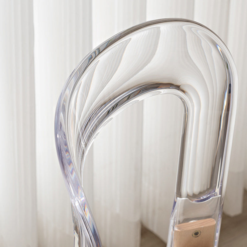 Traditional Chinese Round Square Bent Plastic Solid Wood Dining Chair Backrest Armless For Dining Room