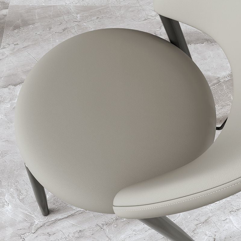 Contemporary Scandinavian Curved Round Leather Iron Dining Chair Backrest For Dining Room