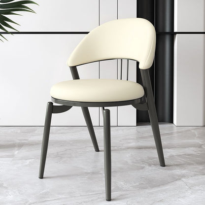 Contemporary Scandinavian Curved Round Leather Iron Dining Chair Backrest For Dining Room