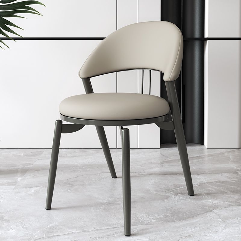Contemporary Scandinavian Curved Round Leather Iron Dining Chair Backrest For Dining Room