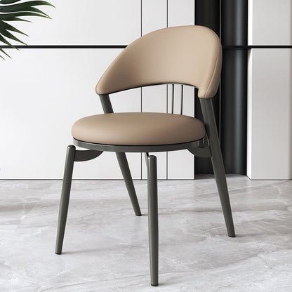 Contemporary Scandinavian Curved Round Leather Iron Dining Chair Backrest For Dining Room
