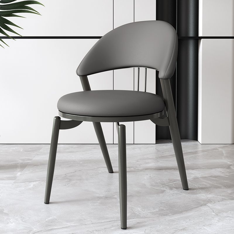 Contemporary Scandinavian Curved Round Leather Iron Dining Chair Backrest For Dining Room
