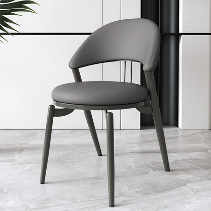 Contemporary Scandinavian Curved Round Leather Iron Dining Chair Backrest For Dining Room