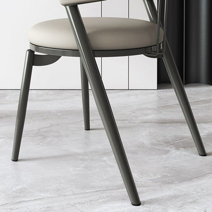 Contemporary Scandinavian Curved Round Leather Iron Dining Chair Backrest For Dining Room