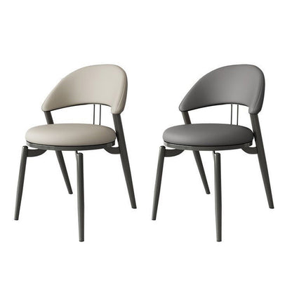 Contemporary Scandinavian Curved Round Leather Iron Dining Chair Backrest For Dining Room