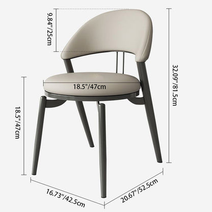 Contemporary Scandinavian Curved Round Leather Iron Dining Chair Backrest For Dining Room