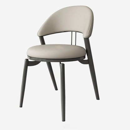 Contemporary Scandinavian Curved Round Leather Iron Dining Chair Backrest For Dining Room