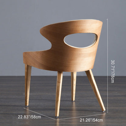 Contemporary Scandinavian Hollowed Out Curved Oval PU Leather Solid Wood Dining Chair Backrest For Dining Room