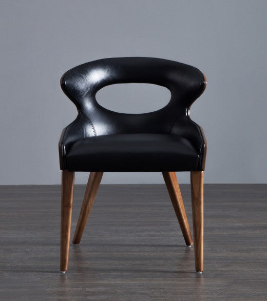 Contemporary Scandinavian Hollowed Out Curved Oval PU Leather Solid Wood Dining Chair Backrest For Dining Room
