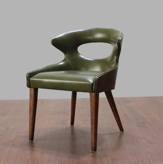 Contemporary Scandinavian Hollowed Out Curved Oval PU Leather Solid Wood Dining Chair Backrest For Dining Room