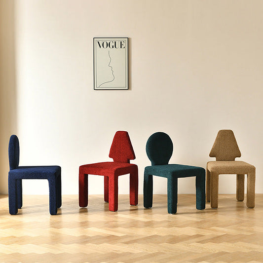 Contemporary Scandinavian Square Round Triangle Teddy Velvet Wood Dining Chair Backrest For Dining Room