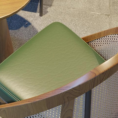 Traditional Chinese Square Trapezoidal Napa Leather Solid Wood Rattan Wood Dining Chair Backrest For Dining Room