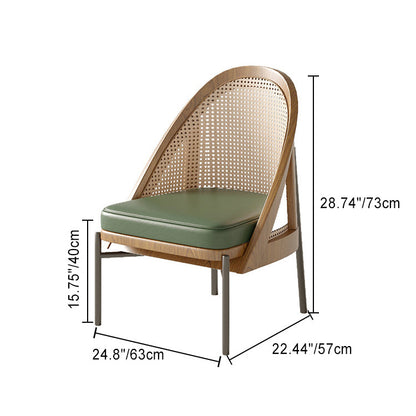 Traditional Chinese Square Trapezoidal Napa Leather Solid Wood Rattan Wood Dining Chair Backrest For Dining Room