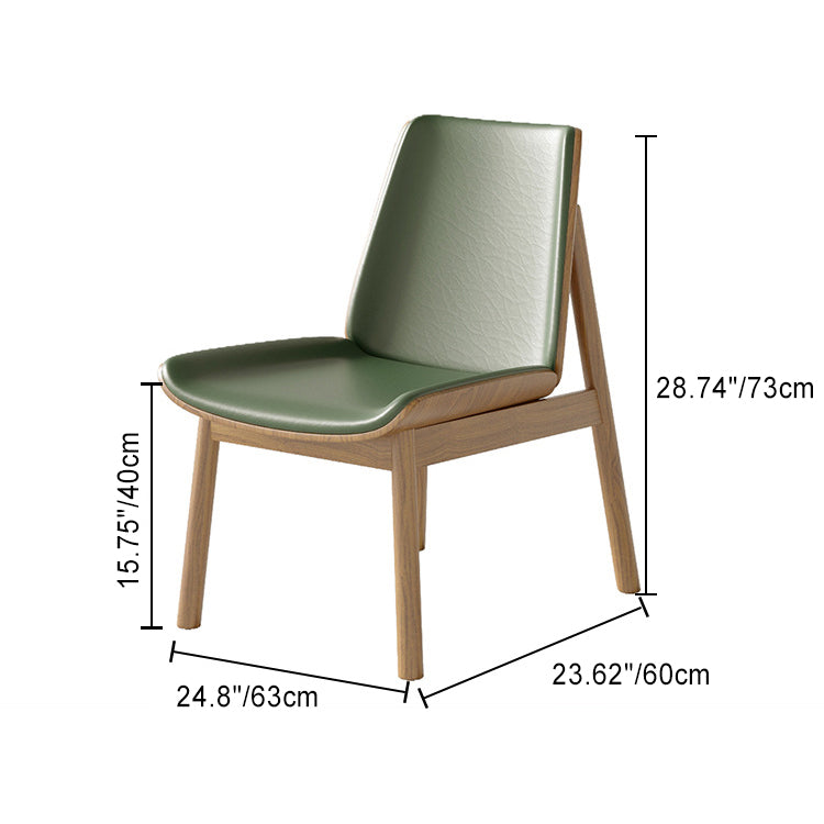 Traditional Chinese Trapezoidal Square Napa Leather Solid Wood Dining Chair Backrest For Dining Room