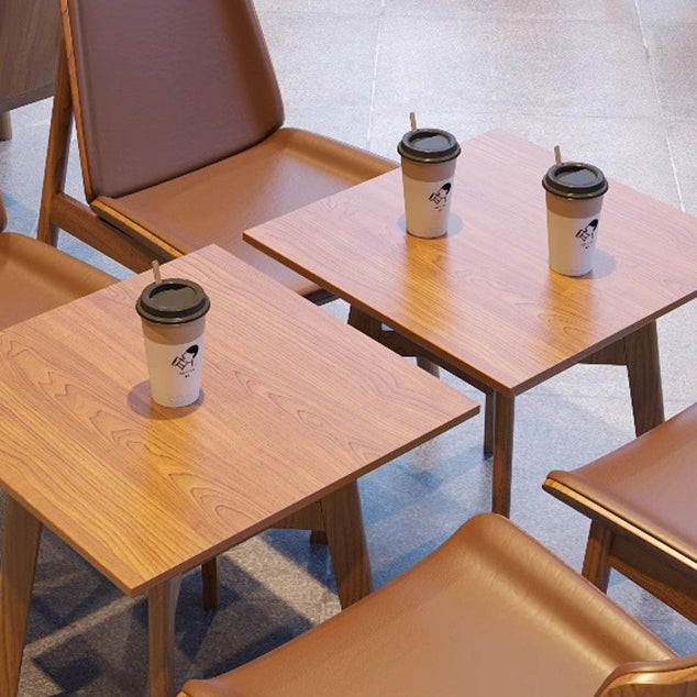 Traditional Chinese Trapezoidal Square Napa Leather Solid Wood Dining Chair Backrest For Dining Room