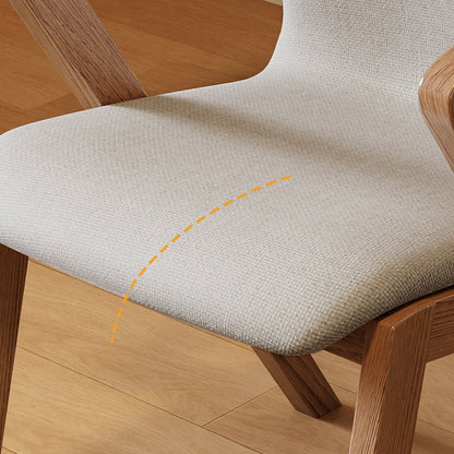 Contemporary Scandinavian Curved Square Fabric Wood Dining Chair Backrest Arm For Dining Room