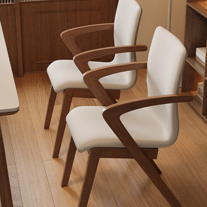 Contemporary Scandinavian Curved Square Fabric Wood Dining Chair Backrest Arm For Dining Room