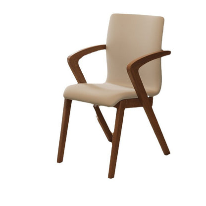 Contemporary Scandinavian Curved Square Fabric Wood Dining Chair Backrest Arm For Dining Room