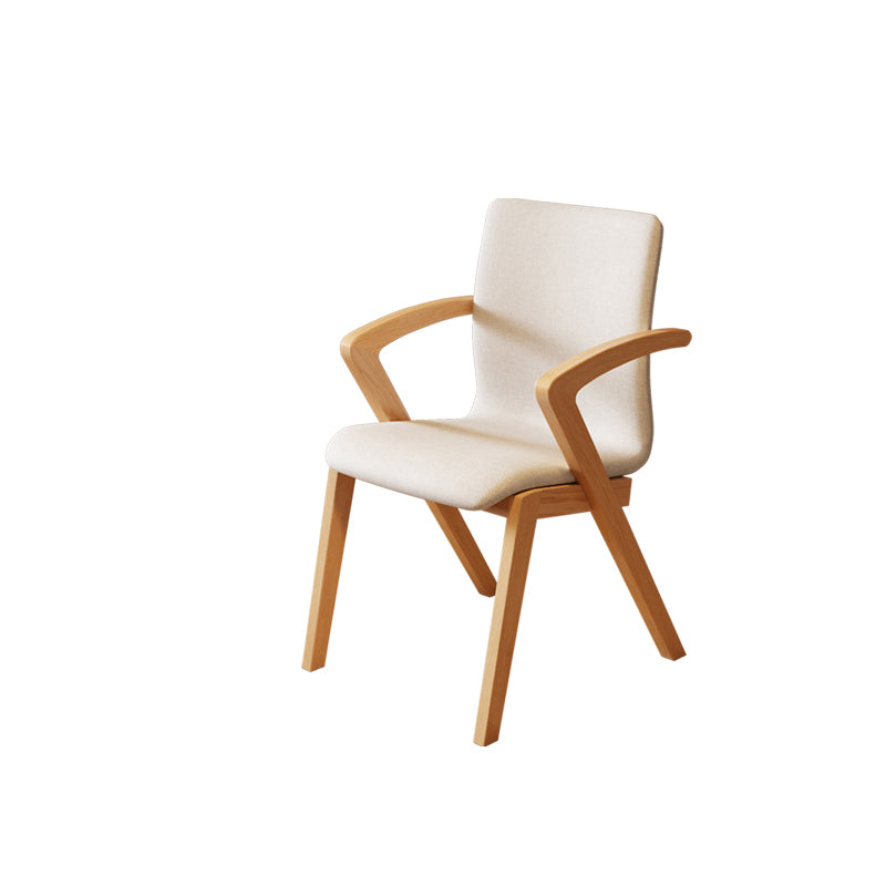 Contemporary Scandinavian Curved Square Fabric Wood Dining Chair Backrest Arm For Dining Room