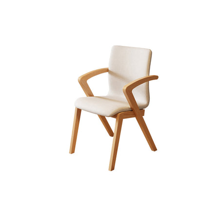 Contemporary Scandinavian Curved Square Fabric Wood Dining Chair Backrest Arm For Dining Room