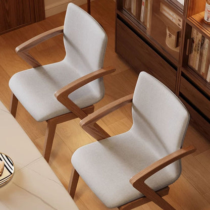 Contemporary Scandinavian Curved Square Fabric Wood Dining Chair Backrest Arm For Dining Room
