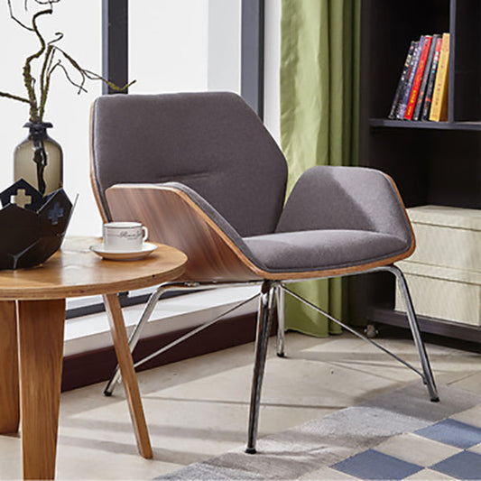 Contemporary Nordic Hexagonal Square Cotton Linen Wood Dining Chair Backrest Arm For Dining Room