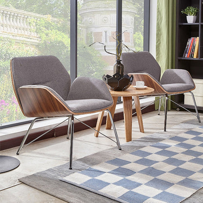 Contemporary Nordic Hexagonal Square Cotton Linen Wood Dining Chair Backrest Arm For Dining Room