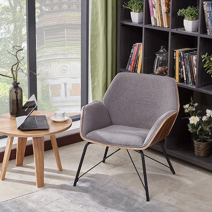 Contemporary Nordic Hexagonal Square Cotton Linen Wood Dining Chair Backrest Arm For Dining Room