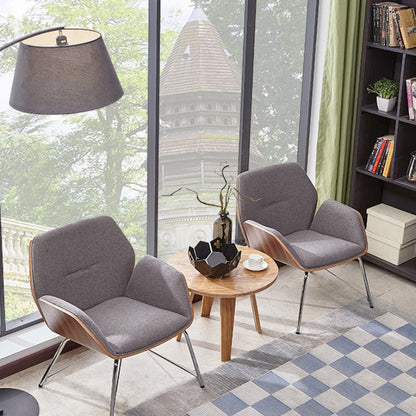 Contemporary Nordic Hexagonal Square Cotton Linen Wood Dining Chair Backrest Arm For Dining Room