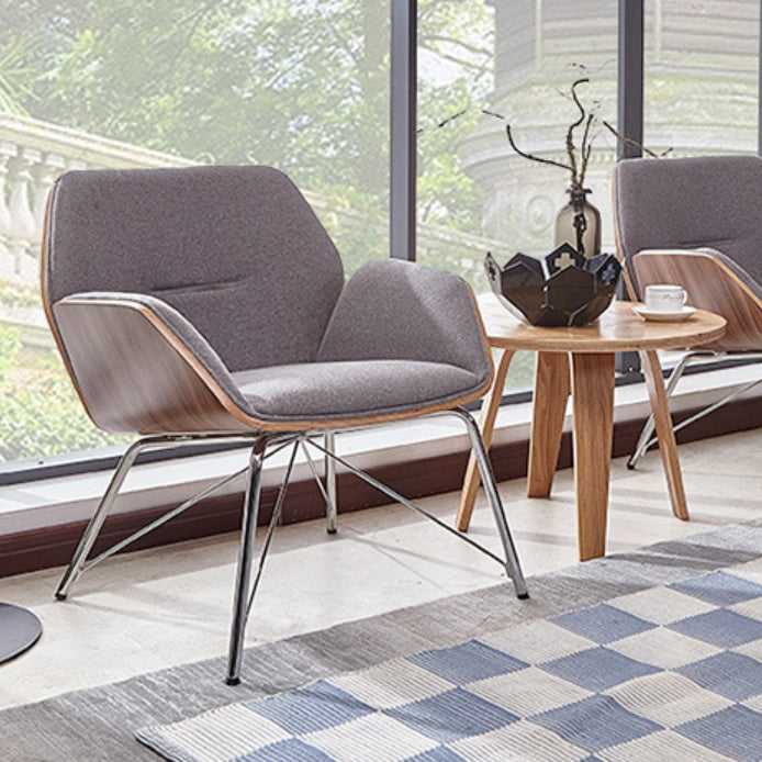 Contemporary Nordic Hexagonal Square Cotton Linen Wood Dining Chair Backrest Arm For Dining Room