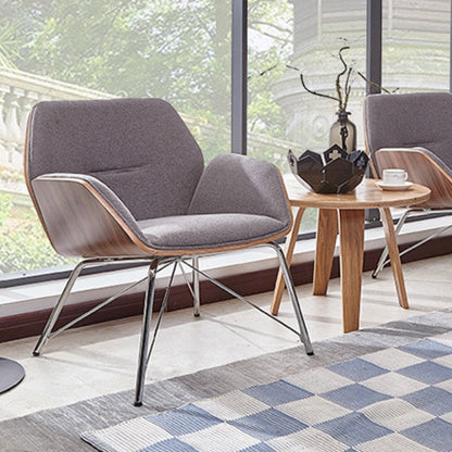 Contemporary Nordic Hexagonal Square Cotton Linen Wood Dining Chair Backrest Arm For Dining Room