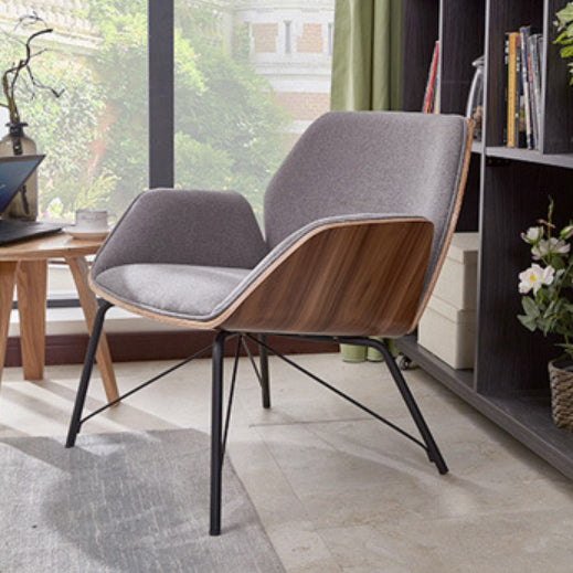 Contemporary Nordic Hexagonal Square Cotton Linen Wood Dining Chair Backrest Arm For Dining Room