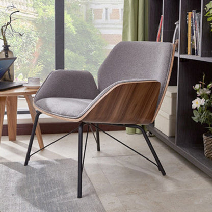 Contemporary Nordic Hexagonal Square Cotton Linen Wood Dining Chair Backrest Arm For Dining Room