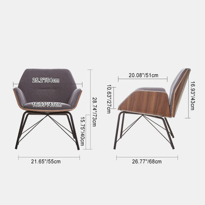 Contemporary Nordic Hexagonal Square Cotton Linen Wood Dining Chair Backrest Arm For Dining Room