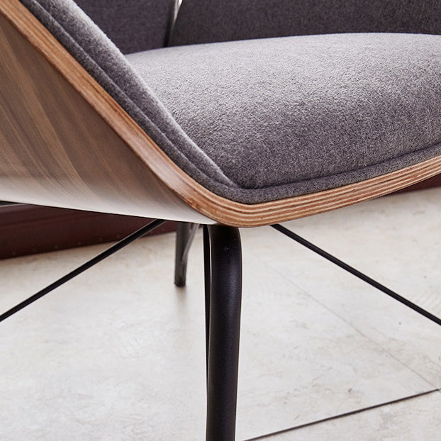 Contemporary Nordic Hexagonal Square Cotton Linen Wood Dining Chair Backrest Arm For Dining Room